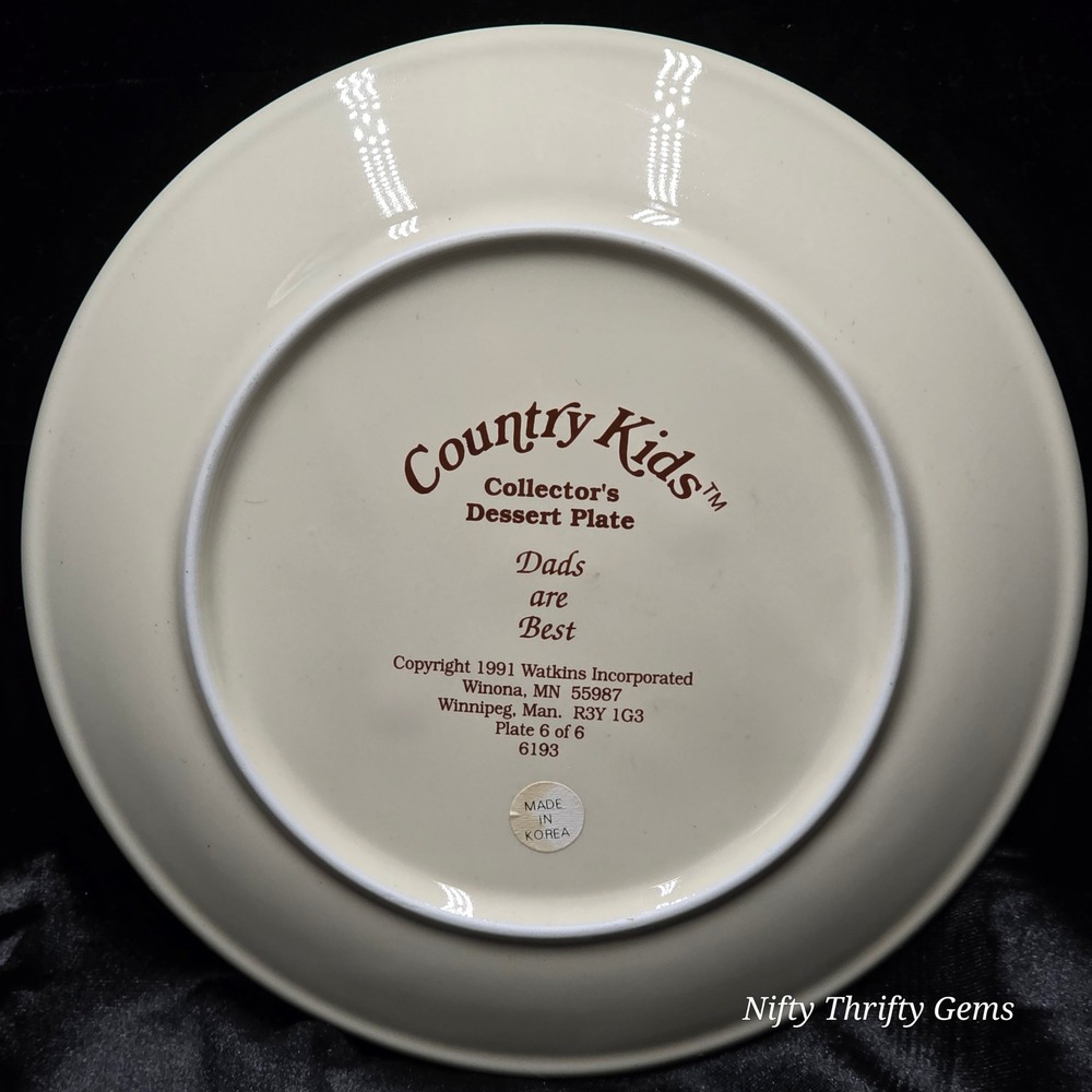 Country‎ Kids Collector Plate Dads Are Best 1991 Watkins Incorporated Limited Ed - Picture 2 of 2